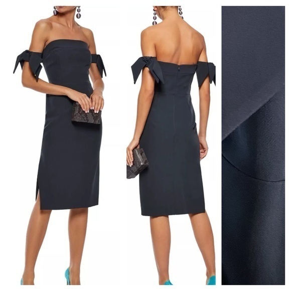 Milly Dresses & Skirts - Milly Dark Gray Brit Off The Shoulder Bow Cady Sheath Dress